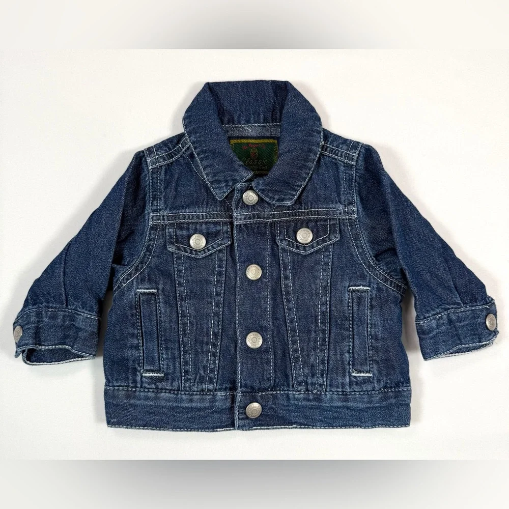 BABY GAP Classic Vintage Y2K 00s Newborn Dark Wash Denim Jean‎ Jacket Casual